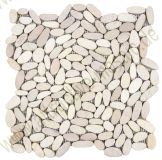 12-1127 Kieselsteinmosaik - Flach - ges�gt - Netz 30 x30 cm - Wei� - Matt