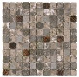 Mosaik 2,5*2,5*0,8cm - Marmor-Braun-Grau mit Dekor und Glas Braun-gestreift