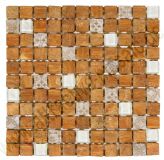 Mosaik 2,5*2,5*0,8cm - Marmor-Goldfarben mit Dekor und Glas-Wei�