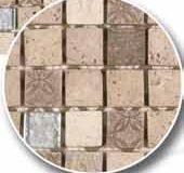 Mosaik 2,5*2,5*0,8cm - Marmor-Beige mit Dekor und Glas-Beige + Silber