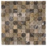 Mosaik 2,5*2,5*0,8cm - Marmor-Grau-Mix mit Dekor und Glas-Grau