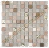 Mosaik 2,5*2,5*0,8cm - Marmor-Beige / Glas-Beige + Silber / Metall-Edelstahl