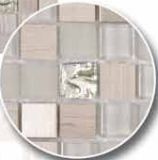 Mosaik 2,5*2,5*0,8cm - Marmor-Beige / Glas-Beige + Silber / Metall-Edelstahl