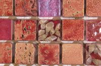 Mosaik 2,5*2,5*0,8cm - Marmor-Rot mit Muschel-Glas-Dekor und Glas-Rot-Violett