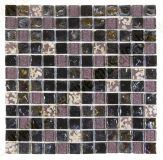 Mosaik 2,5*2,5*0,8cm - Glas-Schwarz und Grau mit Muschel-Glas-Dekor