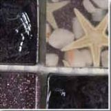 Mosaik 2,5*2,5*0,8cm - Glas-Schwarz und Grau mit Muschel-Glas-Dekor
