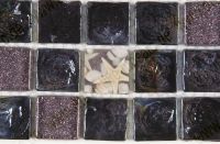 Mosaik 2,5*2,5*0,8cm - Glas-Schwarz und Grau mit Muschel-Glas-Dekor