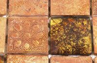 12-1531 Mosaik 4,8*4,8*1,0cm - Marmor-Goldfarben mit Dekor und Glas Braun-Gold