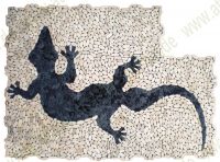 12-1194 Dekor aus Kieselstein - ges�gt -  90*120 cm - Salamander - Wei�/Schwarz - Matt