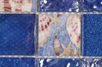 Mosaik 4,8*4,8*0,8cm - Glas-Blau mit Muscheldekor