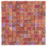 Mosaik 2,5*2,5*0,8cm - Marmor-Rot mit Muschel-Glas-Dekor und Glas-Rot-Violett