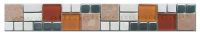 13-0276 Bord�re Materialmix Naturstein / Glas-klar / Metall -  4,7 x 34 cm - Rot