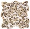 12-1180 Kieselsteinmosaik - Flach - ges�gt - Netz 30 x 30 cm - Wei�/Beige - Matt