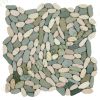 12-1182 Kieselsteinmosaik - Flach - ges�gt - Netz 30 x 30 cm - Wei�/Gr�n - Matt