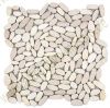 12-1127 Kieselsteinmosaik - Flach - ges�gt - Netz 30 x30 cm - Wei� - Matt