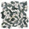 12-1184 Kieselsteinmosaik - Flach - ges�gt - Netz 30 x 30 cm - Wei�/Schwarz - Matt