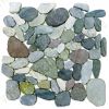 12-1225 Kieselsteinmosaik - Flach - ges�gt - Netz 30 x 30 cm - Natur-dunkel - Matt
