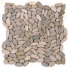 12-1109 Kieselsteinmosaik - Flach - ges�gt - Netz 30 x 30 cm - Beige - Matt
