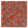Mosaik 2,5*2,5*0,8cm - Rot mit Dekor und Glas-Grau