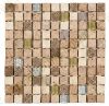 Mosaik 2,5*2,5*0,8cm - Marmor-Beige mit Dekor und Glas-Beige + Silber