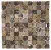 Mosaik 2,5*2,5*0,8cm - Marmor-Grau-Mix mit Dekor und Glas-Grau