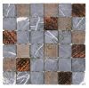 12-1530 Mosaik 4,8*4,8*1,0cm - Marmor-Grau mit Dekor und Glas Braun-gestreift