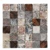 12-1529 Mosaik 4,8*4,8*1,0cm - Marmor-Braun-Grau mit Dekor und Glas Braun-gestreift