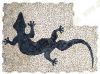 12-1194 Dekor aus Kieselstein - ges�gt -  90*120 cm - Salamander - Wei�/Schwarz - Matt