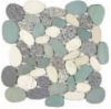 12-1957 XL - Kieselsteinmosaik - Flach - ges�gt - Netz 30 x 30 cm - Mix Grau-gesprenkelt/Gr�n/Wei� - Matt