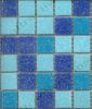 11-0149 Glasmosaik durchgef�rbt - f�r Pool geeignet - 2,0*2,0*0,4 cm - Mix Hellblau / Blau / Dunkelblau