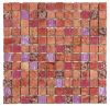 Mosaik 2,5*2,5*0,8cm - Marmor-Rot mit Muschel-Glas-Dekor und Glas-Rot-Violett